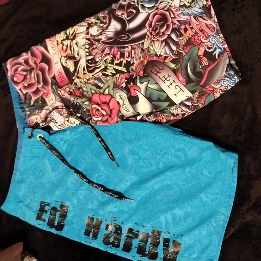 Vintage Ed Hardy Swim Shorts Like New Size 34
